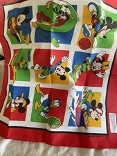 Vintage 90s MICKEY MOUSE & friends Playing SPORTS Cotton USA Bandana