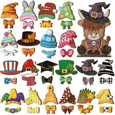 42 Pcs Interchangeable Highland Cow Seasonal Sign Farmhouse Rustic Holiday De...