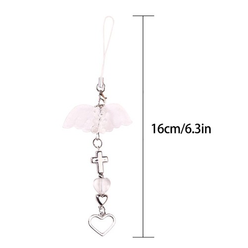 Elegant Crosses Pendant Phone Straps Chain Dainty Angel Wing Keychain Ornament - Zdjęcie 8 z 8