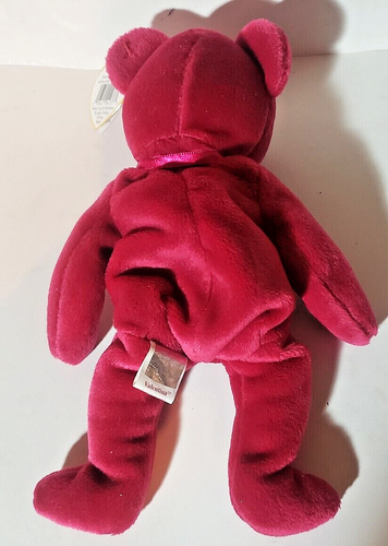 Gorro de peluche bebé Valentina the Red Bear TY 1998 con errores raro - Imagen 3 de 6