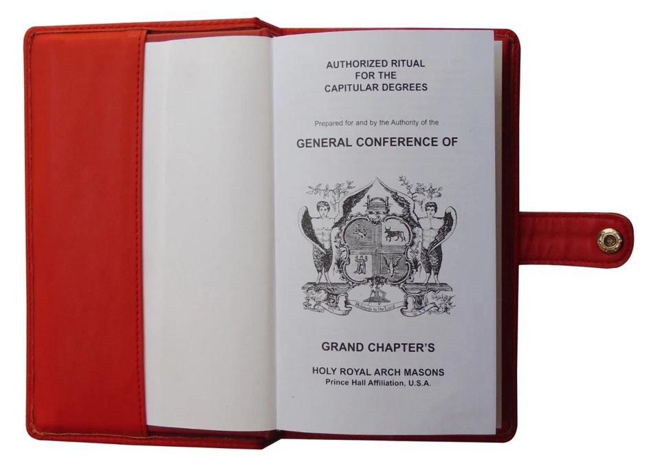 Prince Hall Royal Arch Ritual Book Cover in Faux Leather  Triple Tau & Lock Snap - Image 2 of 4