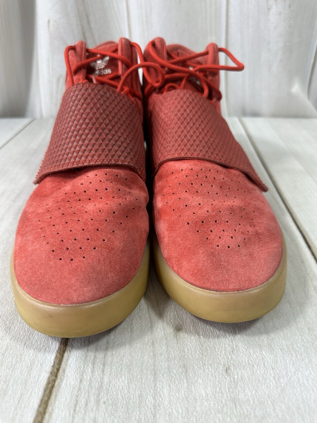 Adidas Tubular Mens 11.5  Invader Strap Sneakers Shoes Red  Gum Sole Athletic