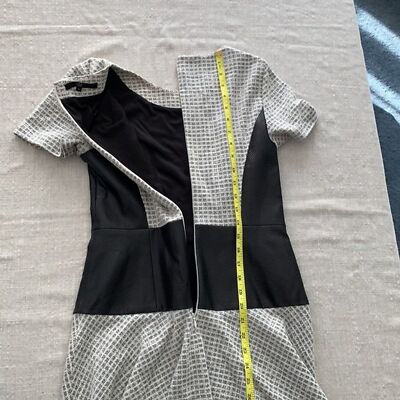 Tibi Faux Leather Panel Fit & Flare Jacquard Mini Dress US 4 Black Grey | eBay Tibi Faux Leather Panel Fit & Flare Jacquard Mini Dress US 4 Black Grey | eBay