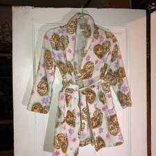 Disney Princess Girls Bath Robe Sz 10 Fleece White/Brown/Purple/Pink