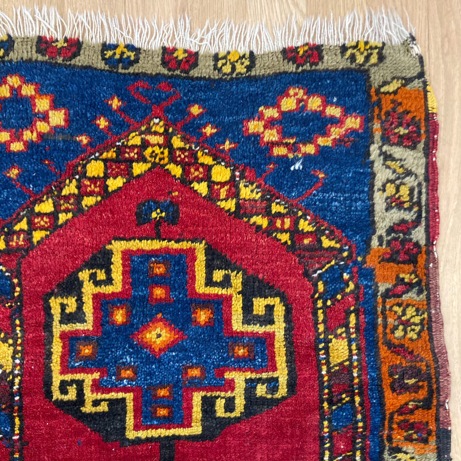 Vintage Rug 1' 9 x 2' 7 Red Turkish Tribal Yastik Oriental Rug