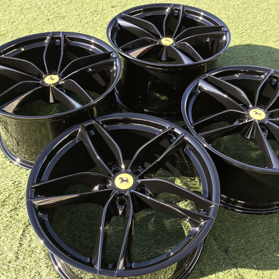 20 FERRARI 488GTB SPIDER F8 488 RIMS WHEELS OEM FACTORY SET 4 BLACK FORGED  - Image 4 of 4