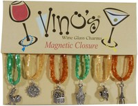 Vino's Tuscany Magnetic Wine Glass Charms Set Of 6 Vino's Tuscany Magnetic Wine Glass Charms Set Of 6