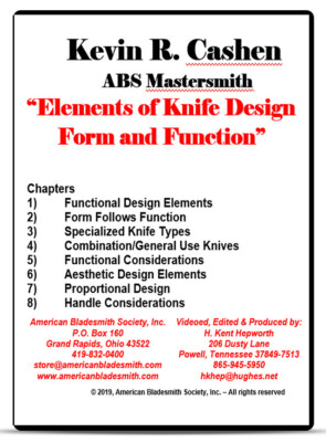Elements of Knife Design Form and Function by Kevin Cashen (an ABS DVD)