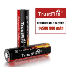  2x Trustfire 14500 900mAh Rechargeable Li-ion Battery 3.7V Lithium Batteries