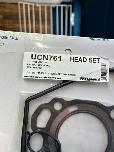 Ultra Parts Cylinder Head Gasket Set FITS Nissan Micra 1.0 1.4 02 UCN761 H6-18 - Picture 2 of 2