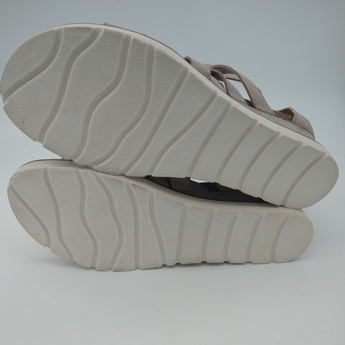 Maurices Womens Chenay Strappy Sandals Beige Wedge Heels Back Zip 9.5 M - Picture 4 of 10