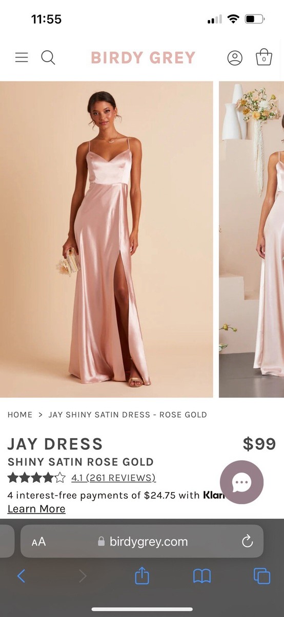 Rose Gold Bridesmaid Dress Shiny Satin Size Medium | Birdy Grey Jay Rose Gold Bridesmaid Dress Shiny Satin Size Medium | Birdy Grey Jay
