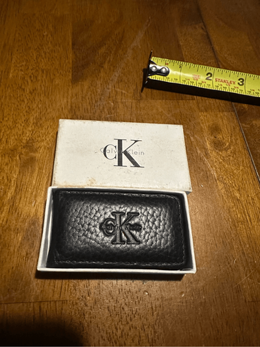 Calvin Klein Black Leather Magnetic Money Clip 3.6” New - Picture 7 of 10