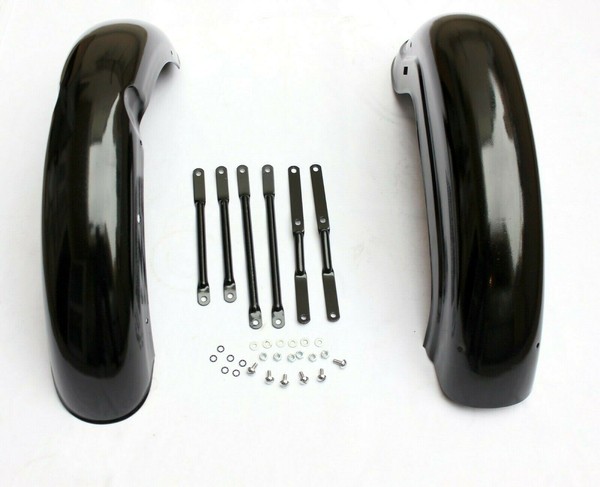 FüR Royal Enfield Kugel 350Cc Schwarz Vorne & Hinter Schutzblech Fender Set S2U-image