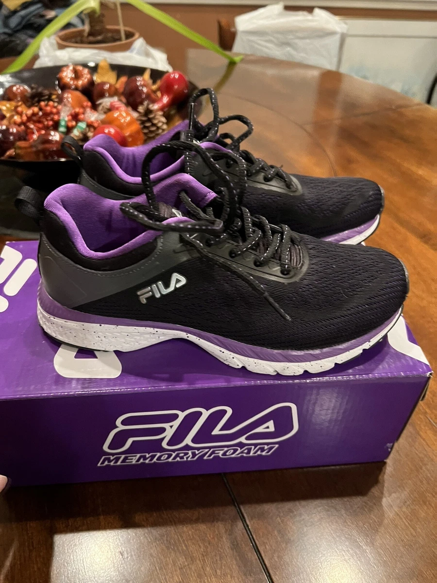 Fila Womens 5RM00110 970 Black Purple Synthetic Textile Running Shoes Size 7