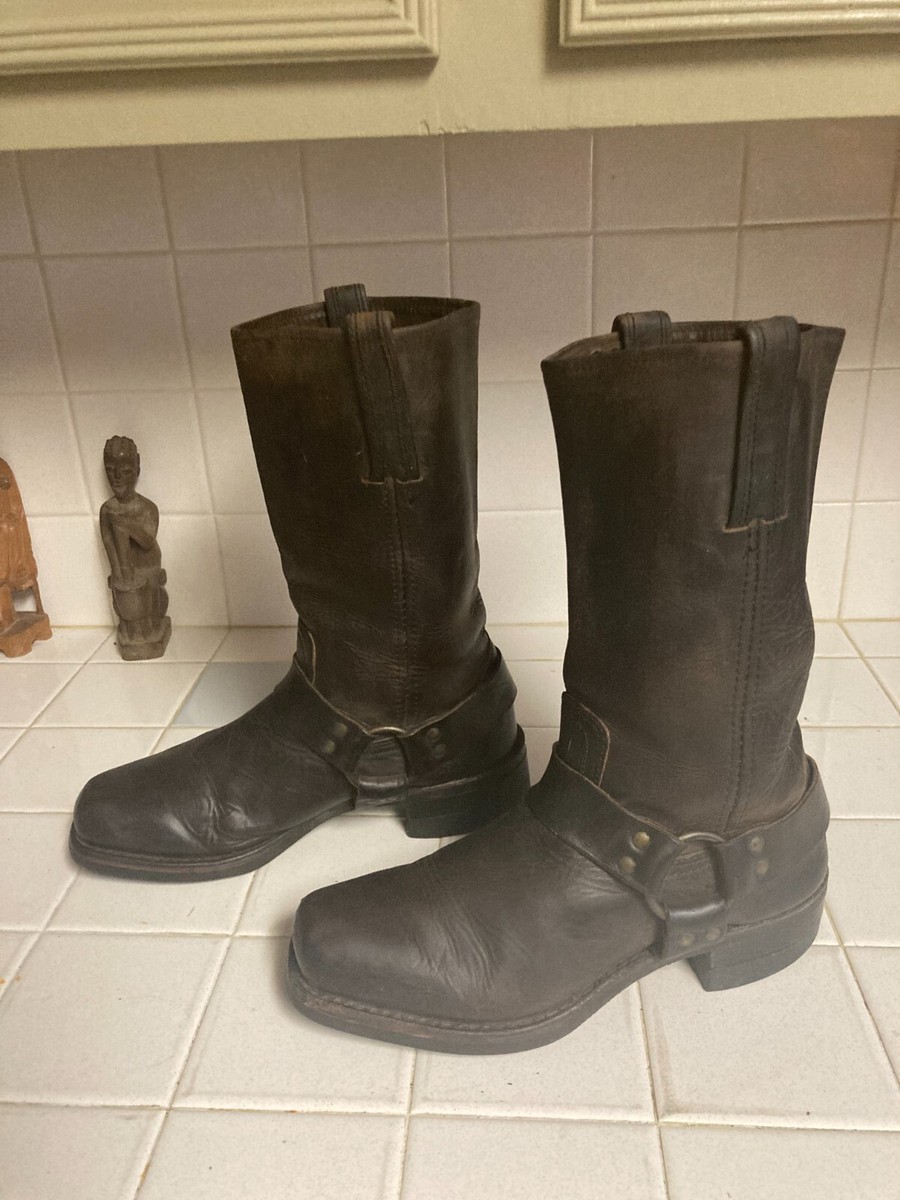 Frye Black Leather Harness Motorcycle Riding Engineer Boots M Made in  USA
