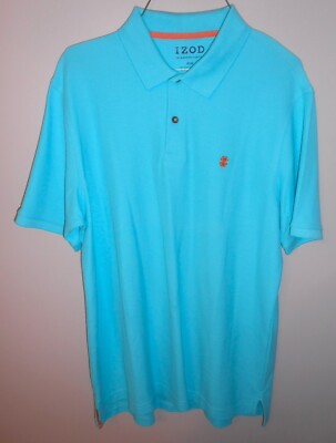 IZOD Men's SS Advantage Performance Natural Polo Shirt Stretch M Blue S88