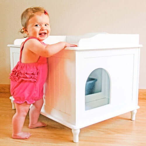 Litter Box Enclosure-white-free Shipping In The U.s.