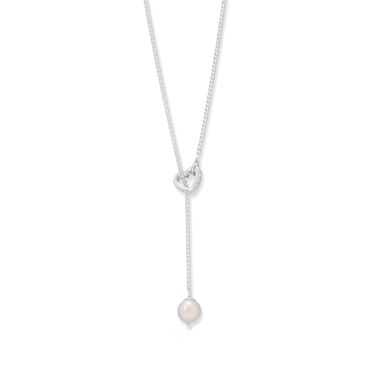 Ivy Bauble Sterling Silver Cultured Freshwater Pearl CZ Heart