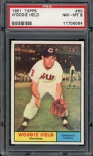 1961 Topps Baseball #60 Woodie Held PSA 8