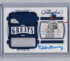 2021 Panini Flawless Eddie Murray Sapphire Greats Dual Patch Auto #'ed 3/7
