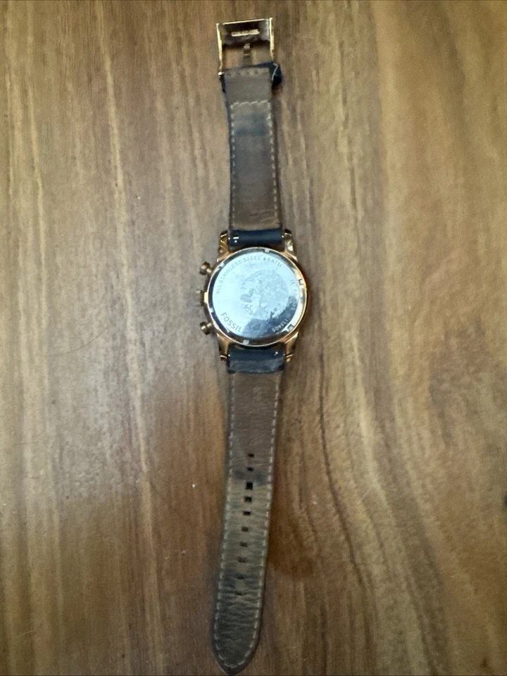 Fossil Men's Chronograph Townsman Navy Leather Strap Watch FS4933 Not Running - Image 3 of 4