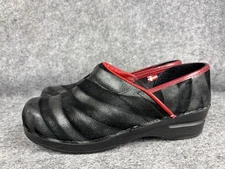 Sanita Clogs Womens Size 38 Black Red Leather Slip On Comfort Nursing Shoes
