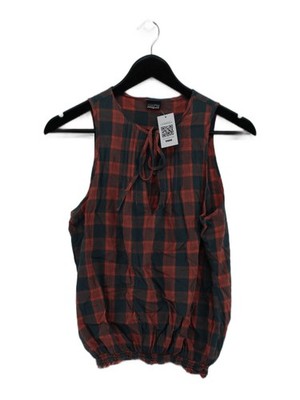 Patagonia Damen Top UK 8 Mehrfarbig Kariert 100% Baumwolle Ärmellos V-Ausschnitt Basic