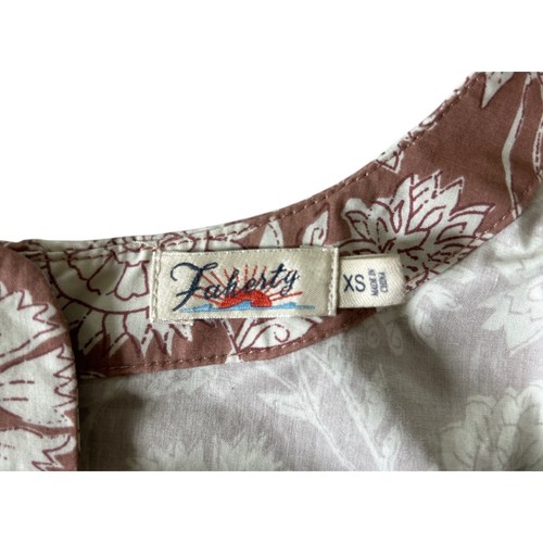 Abito Faherty XS 100% cotone Freya scollo a scoop manica a palloncino argilla Jia floreale - Foto 7 di 8