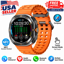 Smart Watch for Men Bluetooth Call Fitness Tracker IP68 Waterproof NFC Orange US