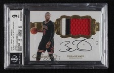 2016-17 Flawless Horizontal Gold 1/5 Dwyane Wade BGS 9 MINT Patch Auto HOF 3d3