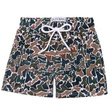Boy's Swim Trunks Quick Dry Swim Shorts Beach Board Shorts 10 Years Green Camo