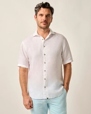 johnnie-O Short Sleeve Hangin' Out Linen Button Down Shirt - Gianni White Size