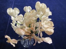 Vtg Millinery Flower 1" Sweet Pea Blossom 36pc Bunch Faint Pink Ivory Crispy B87