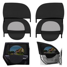4PCS Front/Rear Car Window Shades with Zipper,Breathable Car Side Window Sun ...