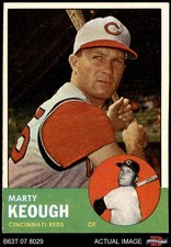 1963 Topps #21 Marty Keough Bottom is Completely Green Reds VARIATION 7 - NM