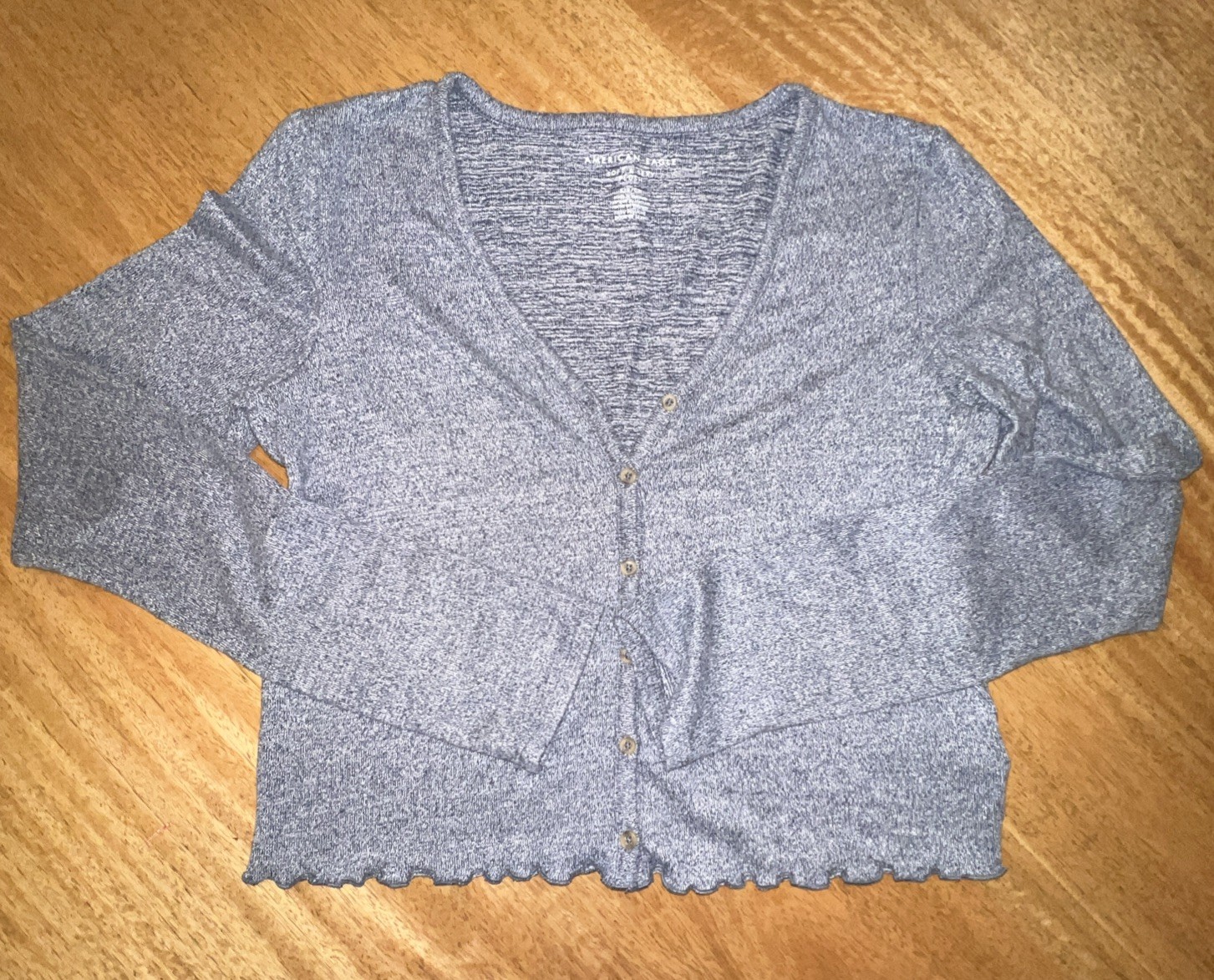 American Eagle Soft and Sexy Plush Womens Blue Cropped Cardigan Sweater Size S image 5