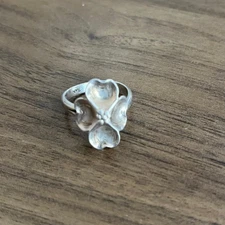 Stuart Nye Dogwood Flower Ring Sterling Silver Adjustable Size Vintage Signed