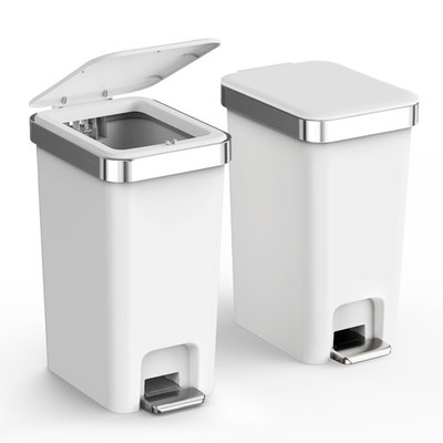 Bathroom Garbage Trash Can Lid 2.6 Gallon / 10 Liter GrayishWhite Bin 2 PCS