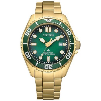 CITIZEN PROMASTER BN0262-59W Eco-Drive Green Dial Date Display 20ATM Diver Watch