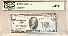 1929 $10 FEDERAL RESERVE BANK OF CHICAGO ILLINOIS PCGS UNC 66 PPQ