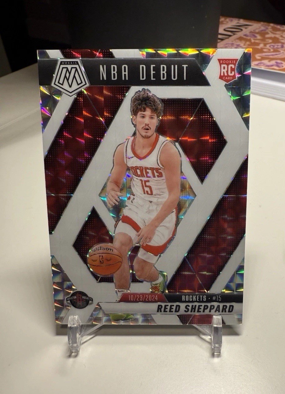 REED SHEPPARD 2024-25 Mosaic NBA Debut White #/35🔥ROCKETS