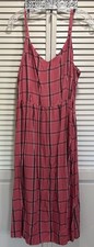 Old Navy Plaid Fit & Flare Sleeveless Midi Dress Size XL Adj Straps Smocked Back