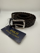 Polo Ralph Lauren Men's Brown Leather Woven Braided Belt Size 36