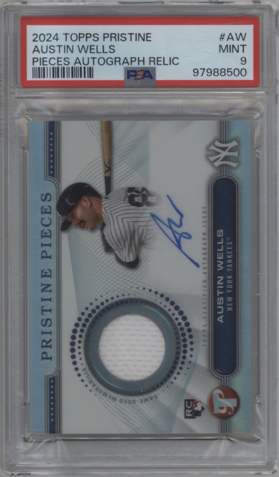 2024 Topps Pristine - Pristine Pieces Auto Relic Austin Wells #PPAR-AW PSA 9