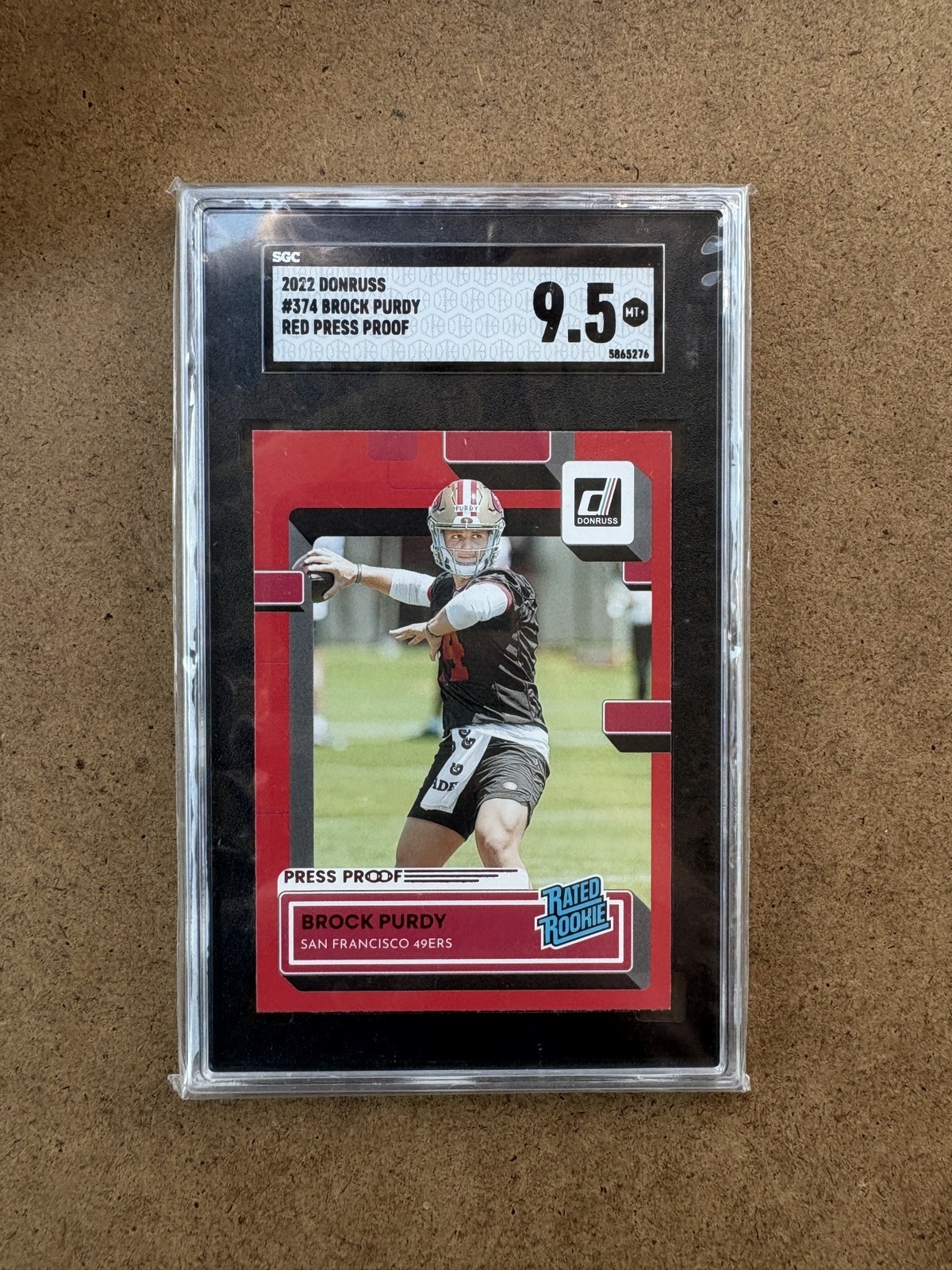 2022 Donruss Brock Purdy RED Press Proof Rated Rookie 49ers 374 SGC 9.5