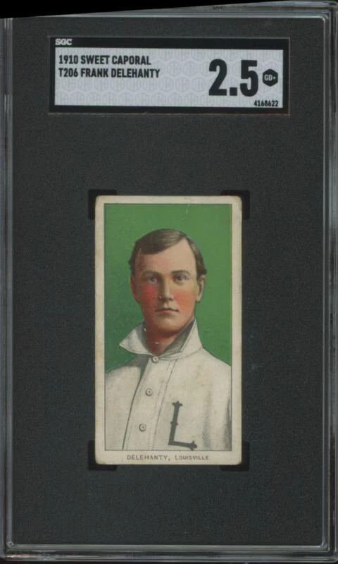 1909 T206 FRANK DELEHANTY GOOD+ SWEET CAPORAL 350 SGC 2.5 LOUISVILLE COLONELS