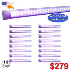 16 Pack UV Led Black Light Bar 4Ft 40W T8 Integrated Fixture Club Lighting Stage