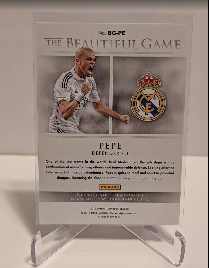 Pepe 2015 Panini Donruss Real Madrid The Beautiful Game Autograph Card view 2