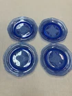 Set of 4 Blue Royal Lace Depression Glass 6" Sherbet Bread and Butter Plates